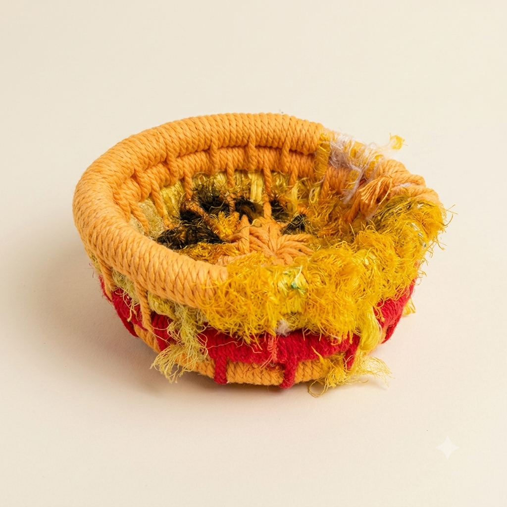 Woven basket — natural & green