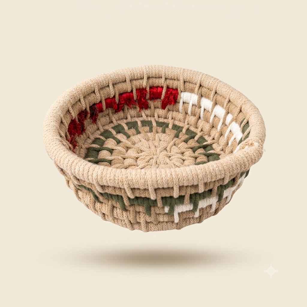 Woven basket — orange & yellow